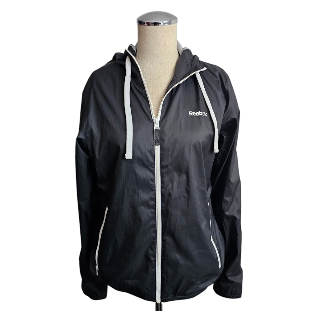 Reebok Women's Black Hooded Windbreaker Jacket Small
